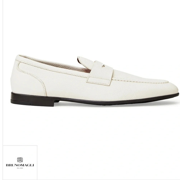 Bruno Magli Lastra Leather Slip-on Loafers Off White Size 8 Italian - Picture 4 of 12